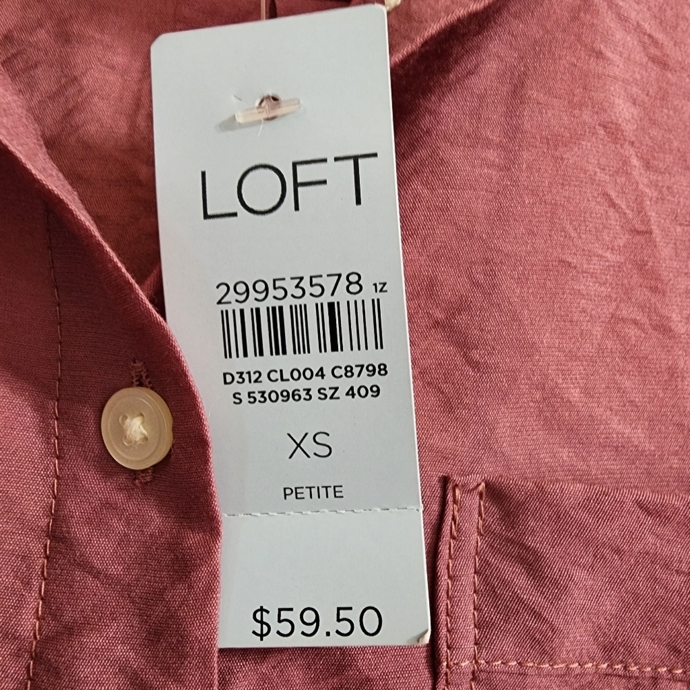 NWT LOFT Petite Rose Pink Button Front Blouse XSP - Picture 8 of 11